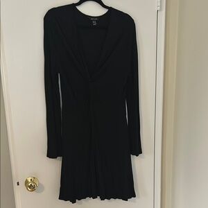 New Look Black Ribbed Long Sleeve Sheath Dress